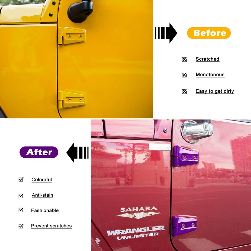 Purple Door Hinge Cover Trim Exterior Accessories for 2007-2018 Jeep