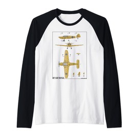 Messerschmitt Bf 108 Taifun WW2 German Plane Diagram Raglan Baseball Tee