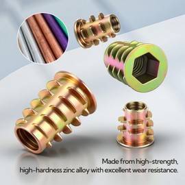 GAGIRA 170PCS Threaded Inserts Nuts Assortment Kit, M4/M5/M6/M8 Threaded Wood Inserts Furniture Screw, Zinc Alloy Metric Bolt Fastener