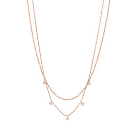 PAVOI 14K Gold Plated Cubic Zirconia Chain Necklace for Women | 3.5x1.5x4.0mm AAAAA Cubic Zirconia | Sweet Jewelry for Women | Rose Gold