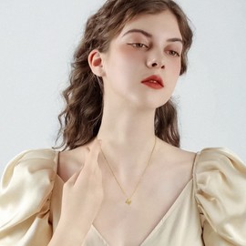 VIKI LYNN 18K Gold Plated Sterling Silver Textured Alphabet Letter M Initial Pendant Necklace for Women Girls