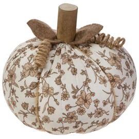 Boston International Plush Pumpkins Fall & Autumn Tabletop Shelf Décor, 5" Tall, Umber Floral