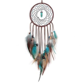 MoonFly Dream Catcher Handmade Traditional Feather Dreamcatcher Hanging Home Wall Decoration Craft Ornament for Home, Bedroom, Kids, Native American Style Décor(Turquoise)