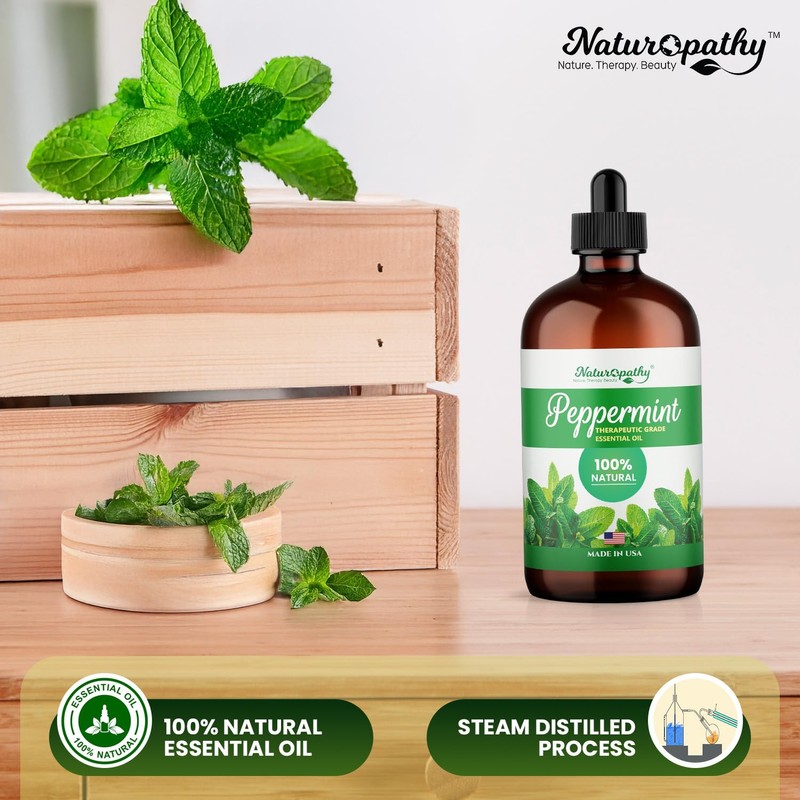 Naturopathy Peppermint Essential Oil, Natural Therapeutic Grade, Premium Quality Peppermint