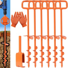 16In Tent Stakes, Ground Anchors Screw in, with 1PCS Tent Stakes Heavy Duty Adapter, for Screw Ground Anchors, Tree Straightening Kit, Anchors Tent, Mobile Home Anchors (Color : Orange, Size : 6PCS