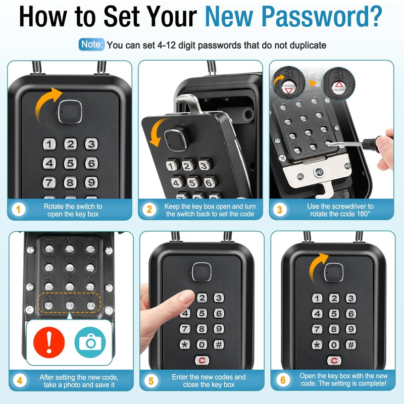 WACCET Key Safe with Number Code, Weatherproof Key Safe Outdoor