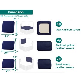 TECOSARA Outdoor Cushion Covers Replacement 10 Pcs Patio Cushion Covers fit for 4-Seater Wicker Rattan Sectional Couch Sofa Outdoor Cushion Slipcovers Set Seat and Back Cover Only, Beige