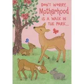 Designer Greetings Motherhood Is a Walk in the Park: Deer, Bunny and Butterflies Funny/Humorous 3D Pop Up Mother's Day Card for Mother-to-Be
