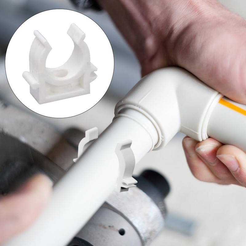 Editbar Set of 120 Clamp Clamps 20 mm White PVC