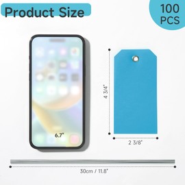 100 Pieces Plastic Shipping Tags with Wires Blank Labeling Tags Waterproof Hang Tags with Reinforcement Hole Durable Wire Tags Labels Stacking Tags for Equipment Parts (Baby Blue, 4 3/4" x 2 3/8")