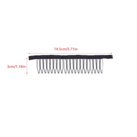 ArrErr 10 Pack Wig Comb Long 20 Teeth Clips Black Wire with Cloth Sewing Combs Wearing Holder for Wig Caps Making Finished Wigs Secure Attachment Hairpiece DIY Hair Extension