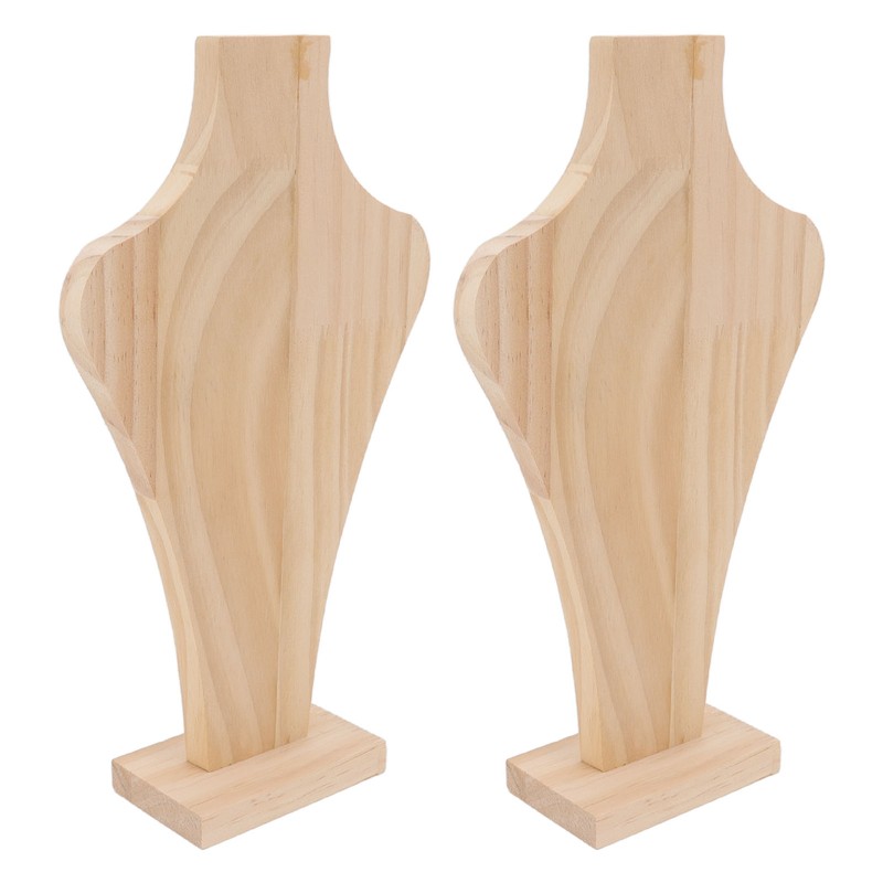 2pcs Wooden Necklace Display Stand Vase Shaped Light Weight Solid