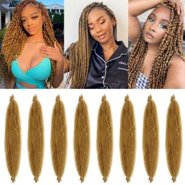 Springy Afro Twist Hair 24 Inch 8 Packs Marley Hair Pre-fluffed Spring Twist Hair Twisted Up Kinky Twist Cuban Twist Crochet Hair Pre-separated Braiding Hair For Black Women (24inch, 27#)