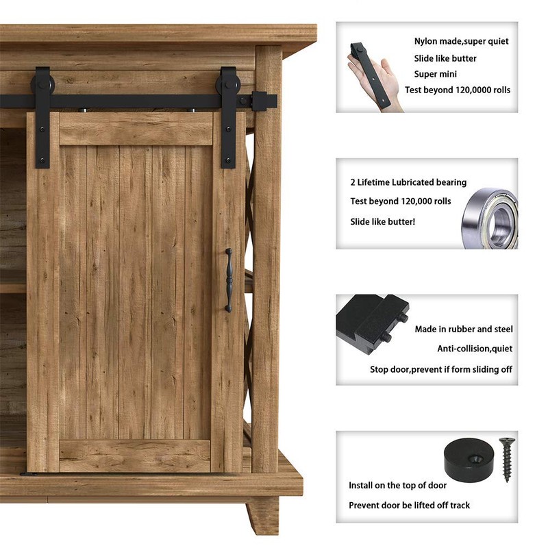 WINSOON 2.5FT Super Mini Sliding Barn Door Cabinet Hardware Kit