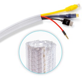Cable Management Wire Loom 10ft -1/2 inch, Cable Sleeve Split Tubing, Cord Covers for Wires on Floor, Cord Protectors from Pets Chewing Cables, White