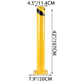 BestEquip Safety Bollard 36-4.5 Safety Barrier Bollard 4-1/2" OD 36" Height Yellow Powder Coat Pipe Steel Safety Barrier with 4 Free Anchor Bolts for Traffic-Sensitive Area
