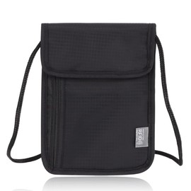 WUSJCOF Neck Pouch RFID Protection Travel Purse Soft Neck Pouch Travel Unisex Anti-Theft Festival Passport Credit Cards Coins Travel Accessories (Black)