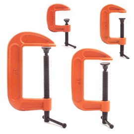 (4-Piece) C Clamps Set 1-Inch, 2-Inch, 3-Inch, 4-Inch Heavy Duty Steel Iron Alloy Versatile G-Clamps, Orange