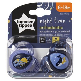 Tommee Tippee Closer To Nature Night Time Soothers 6-18 Months 2 Pack