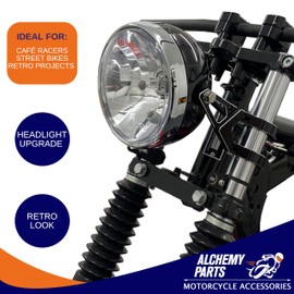 Universal Motorbike Motorcycle Black Metal Cafe Racer Project Custom Headlight E-marked