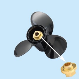 10 3/8 x 13 (10 Spline Tooth) Boat Motor Aluminum Alloy Propeller for Mercury Engines 9.9/15/18/20/25HP,RH,3 Blades,Black, 10.375 x 13,Replaces 48-19640A40
