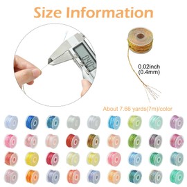 Stiesy 36 Rolls Assorted Colors 6-Ply Polyester Metallic Thread 0.4mm Twine String Metallic Embroidery Thread for Crafts Bracelet Jewelry Making Gift Tags Hanging Ornament