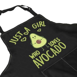 BAUNA Avocado Lover Apron Gift Just A Girl Who Loves Avocado Girl Kitchen Apron Gift Vegan Housewarming Gift Vegetarian Bib Apron Gift (Avocado apron)