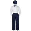 4pc Baby Toddler Kid Boys Navy Pants Hat Navy Bow