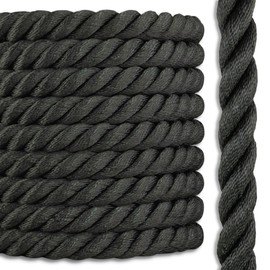Black Polyester Rope | 3 Strand Twisted | 100% Polyester | 1/4 in. x 200 feet