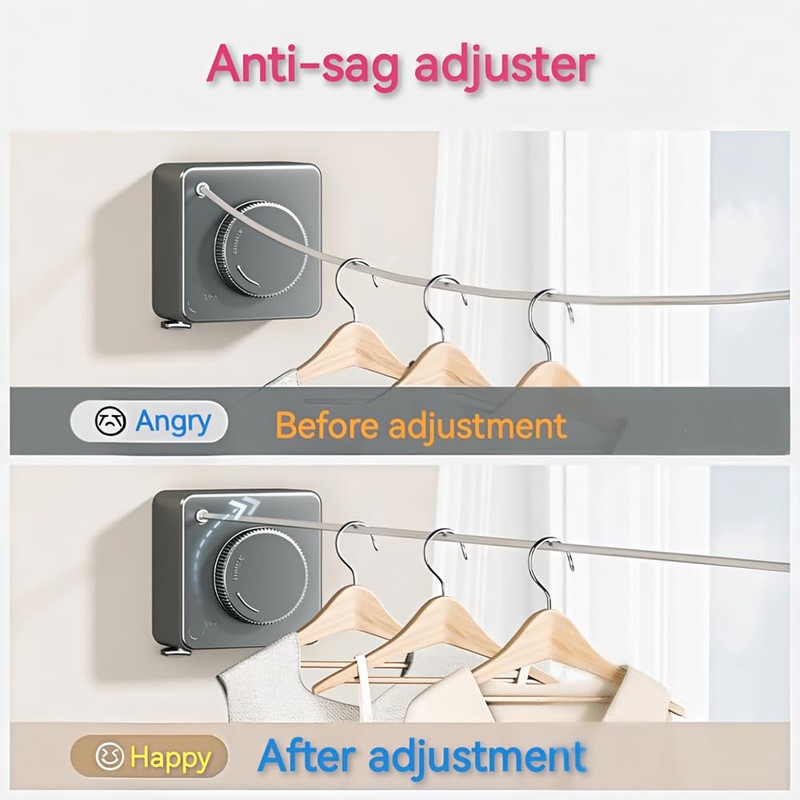 Retractable Clothesline, Wall Mounted, Stainless Steel, 17 Ft Indoor Outdoor