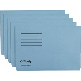 Officely Foolscap Document Wallets 285gsm - Blue (Pack of 5)