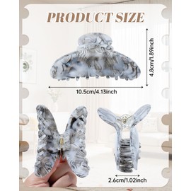 Mesovor 4 Pack Acrylic Hair Clips Claws, Nonslip 4.1" Large Hair Grip Hairclips for Thin and Thick | French Banana Barrettes Hair Strong Hold Jaw Clamps (Pink, White, Gray, Black)