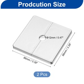 sourcing map 2Pcs ABS Plastics Square Shaped Escutcheon Plate, Wall Split Flange, 12mm Diameter Wall-Mounted Pipe Mouth Decorative Cover, Silver
