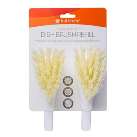 Full Circle Focusea Dish Brush Refill - Replacement Head | Long-Lasting and Easy to Replace | Bamboo & Recycled Plastic Construction | Triangular Head for Tight Spaces | Laid Back | White | Pack of 2