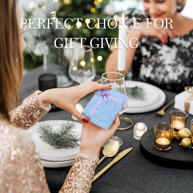 Boutigem 12 Pack Light Blue Empty Jewelry Gift Boxes with