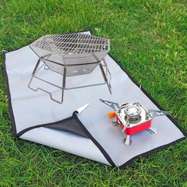 100 x 120 cm Fireproof Underlay Garden Fire Pit Grill Mats Fire Bowl Mat Fireproof BBQ Mat for Floor Patio Deck Lawn Camping (Silver 50 x 80 cm)