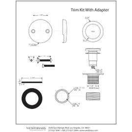 Westbrass A93K-62 Universal Fine or Coarse Thread Replacement Bathtub Tip-Toe Drain Plug with 2-Hole Faceplate, Matte Black