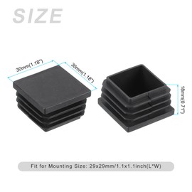 METALLIXITY Square Tube End Cap(30 x 30mm) 150Pcs, Plastic Plugs Insert End Caps Pipe Cap Cover Threaded End Blanking Caps Protector - for Square Tube Fence Furniture Table Chair Legs, Black