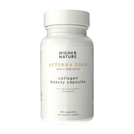 Higher Nature - Æterna Gold Collagen Beauty Capsules - 10 Skin Loving Ingredients - Hydrolysed Marine Collagen - Vitamin C - Responsibly Sourced - 90 Capsules