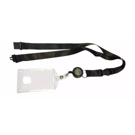 AuthorizID 5 Breakaway Black Lanyard with Badge Reel and Hard Plastic Card Holder--COMBO