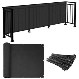 E&K Sunrise 2.5' x 3' Balcony Privacy Fence Screen Cover with Zip Ties Outdoor Screen Fence UV Protection for Deck Patio Backyard Apartment Pool Porch (Black)