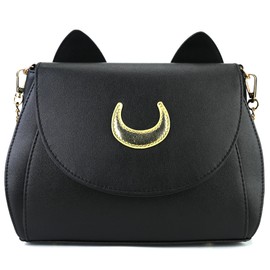 LoveWLC Moon Luna Cat Purses,Pu Goth Cosplay Moon Sailor Bag Handbag Shoulder Bags for Girl Women