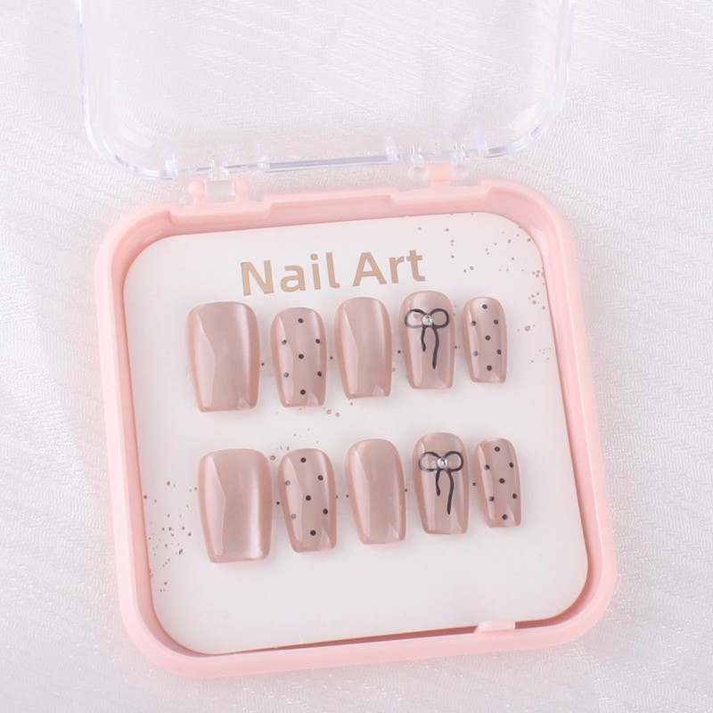 10pcs Handmade Nail Tips Elegant Pink Cents Bride Nail Tips