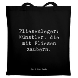 Mr. & Mrs. Panda Tote Bag with Saying "Fliesenleger: Künstler, die mit Fliesen zaubern. - Gift, Jute Bag, Craftsman, Craftsman, Professional Products, Laptop Bag, Fabric Bag, Professions, Shopping