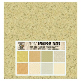 Decoupage Paper Pack (24 Sheets 6"x6") Summer Tranquillity FLONZ Vintage Styled Paper for Decoupage and Craft