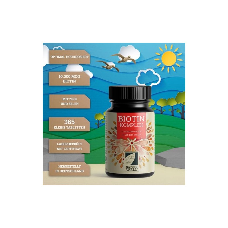 Biotin High Dose 10,000 mcg - 365 x Biotin Tablets