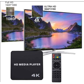 Media Player, Multimedia Player, 4K, Maximum Resolution: 4096 x 2160p @ 60 fps, USB Memory, TF Card, External Hard Disk Support, HDMI/RCA Output, Video, Music and Picture Playback, Connect to