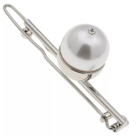 Gia Alessandra GA248 2.75 Inch Wedding Bridal Hair Barrette Slide-In Clip Silver and White Pear