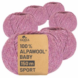 100% Baby Alpaca Wool in 50+ Colours (Scratch-Free) – 300 g Set (6 x 50 g) – Soft Alpaca Wool for Knitting & Crochet in 6 Yarn Sizes by Hansa-Farm