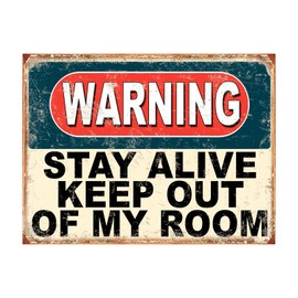 Shawprint Warning Stay Alive Keep Out Of My Room Funny Metal Signs Home Pub Indoor & Outdoor Garden Bar Garage Vintage Wall Plaque Gift Retro (A4)
